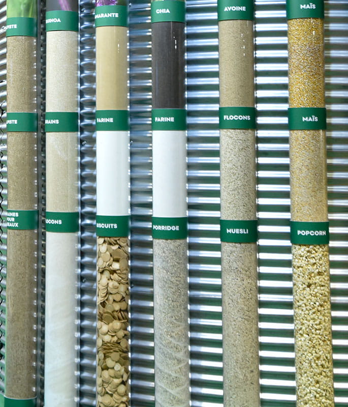 Columns filled with cereals